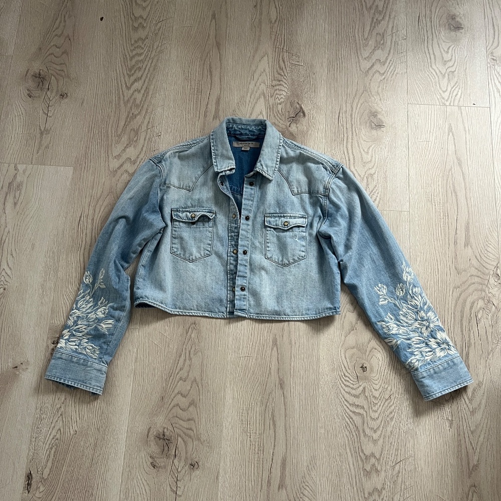 ALL SAINTS FLORA CANNON DENIM JACKET SHIRT SZ. S
